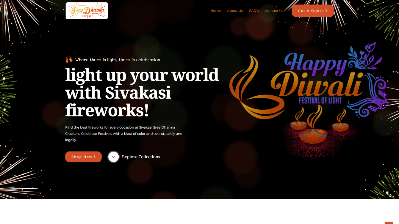 Sivakasi Sree Dharma Crackers brings generations of firework expertise from India's firecracker capital.